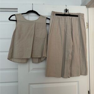 Elegant Tan Linen Women's Set